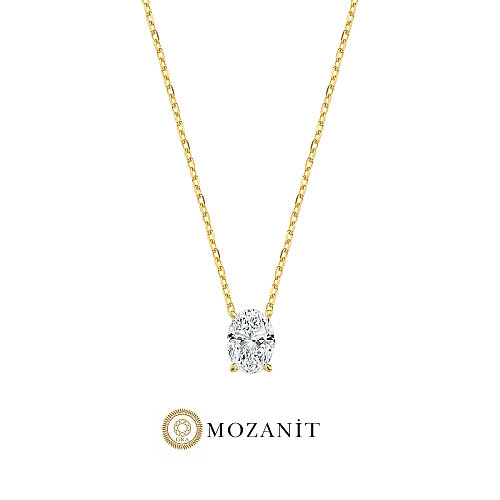 1 Karat Mozanit Tektaş Gold Gümüş Kolye - CNG Jewels