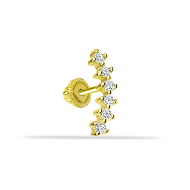 14 Ayar Altın Altı Taşlı Yay Helix Piercing - 1