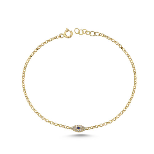 14 Ayar Altın Badem Göz Nazar Boncuğu Bileklik - 2