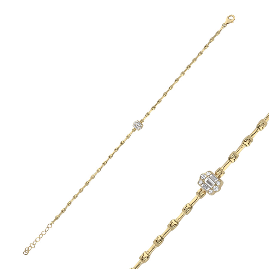 14 Ayar Altın Baget Taşlı Bileklik - CNG Jewels