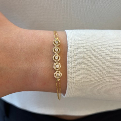 14 Ayar Altın Beşli Taşlı Bileklik - 2