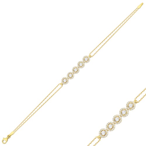 14 Ayar Altın Beşli Taşlı Bileklik - 1