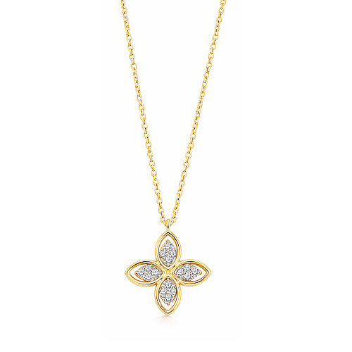 14 Ayar Altın Bloom Yonca Kolye - CNG Jewels