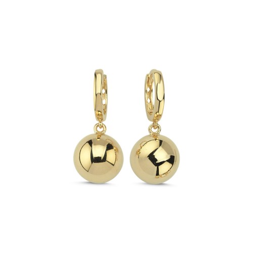 14 Ayar Altın Büyük Top Sallantılı Küpe - 1