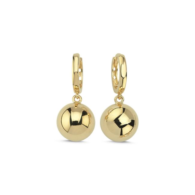 14 Ayar Altın Büyük Top Sallantılı Küpe - 1