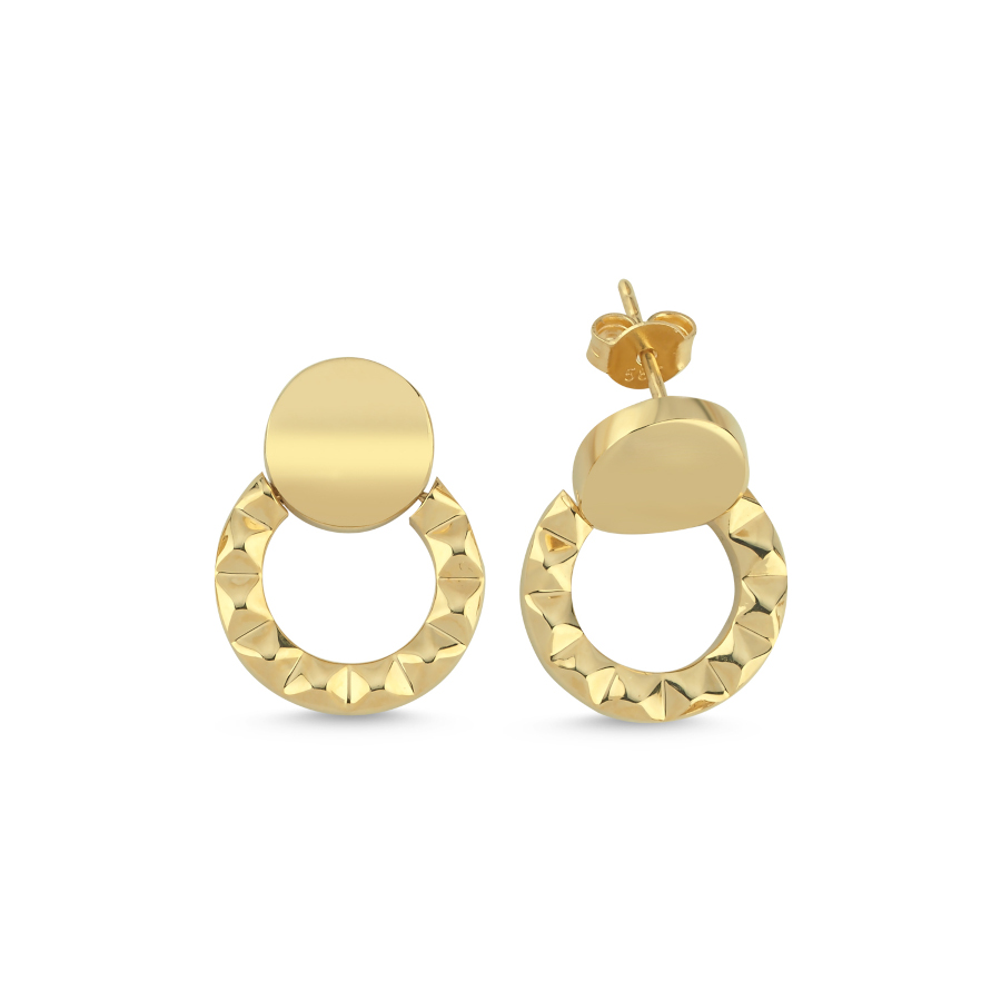 14 Ayar Altın Cercle Küpe - CNG Jewels