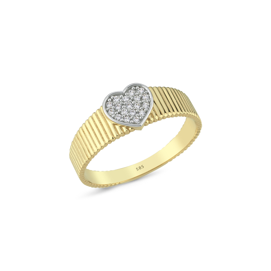 14 Ayar Altın Cherish Kalp Yüzük - CNG Jewels