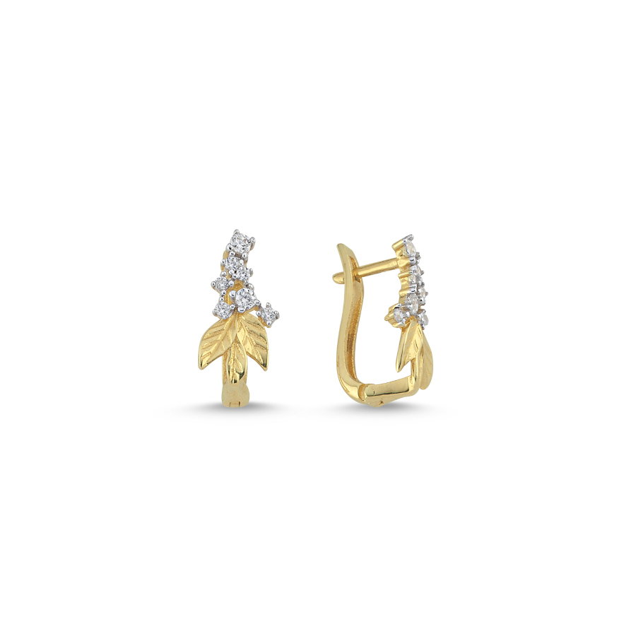 14 Ayar Altın Çiçek Dalı Küpe - CNG Jewels
