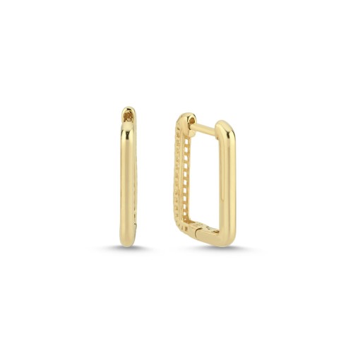 14 Ayar Altın Dikdörtgen Halka Küpe - 1