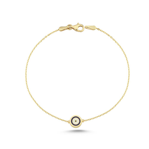 14 Ayar Altın İki Renkli Göz Nazar Boncuğu Bileklik - 1