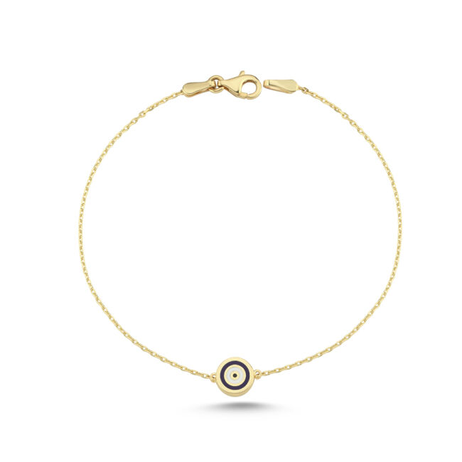 14 Ayar Altın İki Renkli Göz Nazar Boncuğu Bileklik - 1