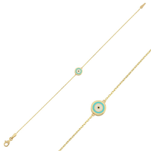 14 Ayar Altın İki Renkli Göz Nazar Boncuğu Bileklik - 2