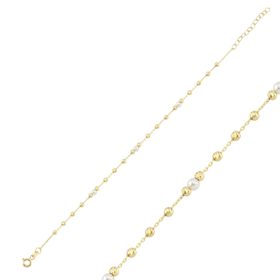 14 Ayar Altın İncili Dorika Bileklik - CNG Jewels