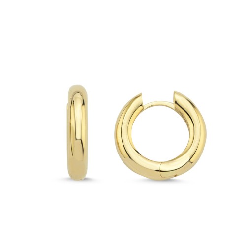 14 Carat Gold Thick Hoop Earrings - Diameter 20mm - CNG Jewels