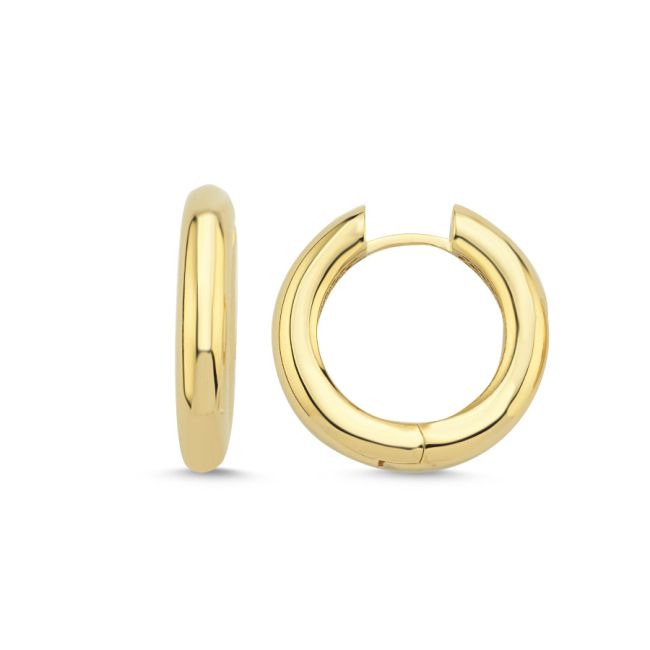 14 Ayar Altın Kalın Halka Küpe - Çap 23mm - 1