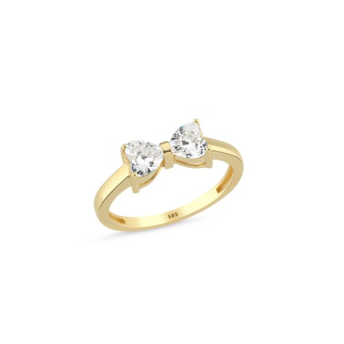 14 Carat Gold Heart Bow Ring - CNG Jewels