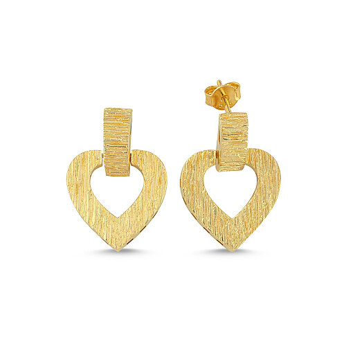 14 Ayar Altın Kalp Küpe - 1