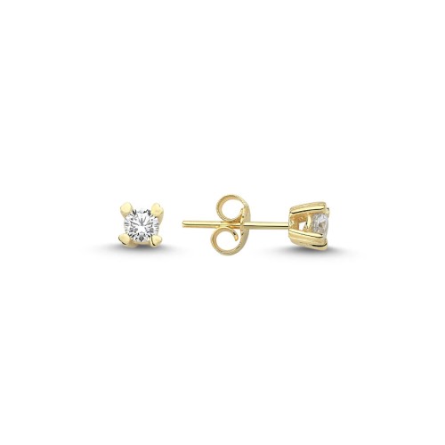14 Carat Gold Heart Prong Small Solitaire Earring - CNG Jewels