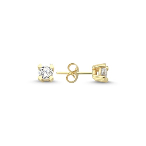 14 Carat Gold Heart Prong Solitaire Earring - CNG Jewels