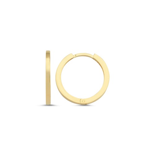 14 Ayar Altın Köşeli Halka Küpe 20mm Çap - 1