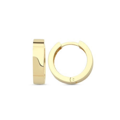 14 Ayar Altın Köşeli Kalın Halka Küpe 17mm Çap - 1