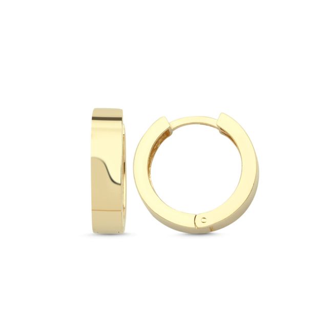 14 Ayar Altın Köşeli Kalın Halka Küpe 17mm Çap - 1