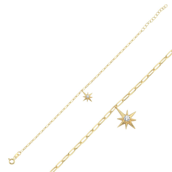 14 Ayar Altın Kutup Yıldızı Charm Bileklik - 1