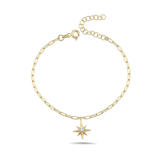 14 Ayar Altın Kutup Yıldızı Charm Bileklik - 3