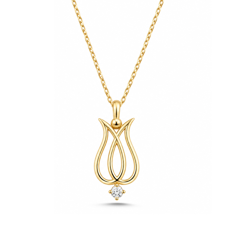 14 Ayar Altın Lale Kolye - CNG Jewels