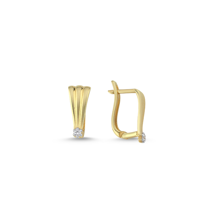 14 Ayar Altın Line Tektaş Küpe - CNG Jewels