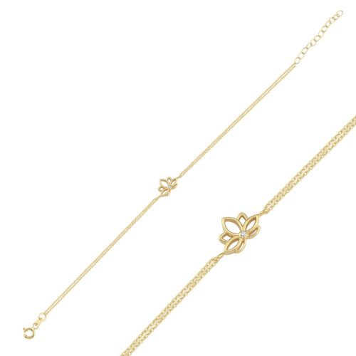 14 Ayar Altın Lotus Bileklik - CNG Jewels
