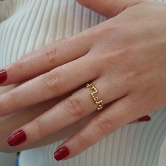 14 Ayar Altın Meander Motifli Yüzük - 3