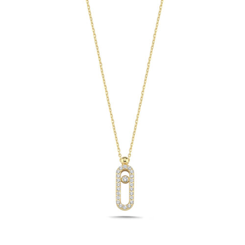 14 Ayar Altın Messi Geometrik Kolye - CNG Jewels