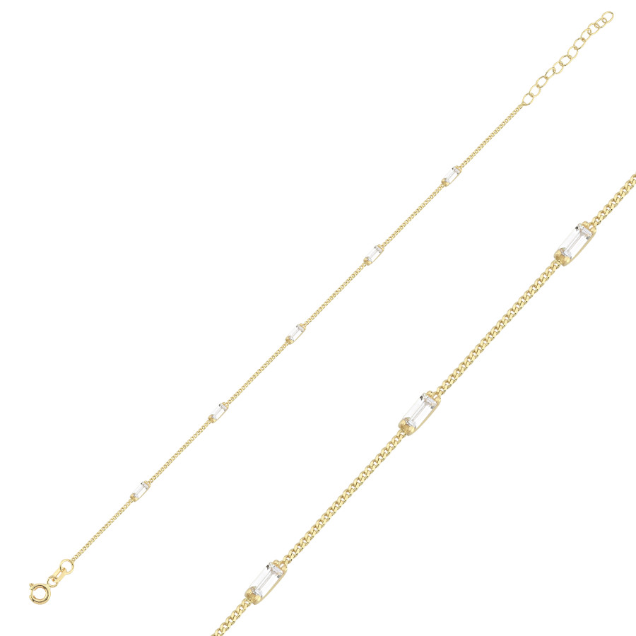14 Ayar Altın Minimal Baget Taşlı Bileklik - CNG Jewels