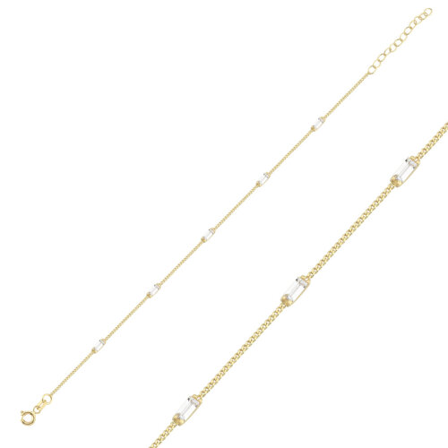 14 Ayar Altın Minimal Baget Taşlı Bileklik - CNG Jewels