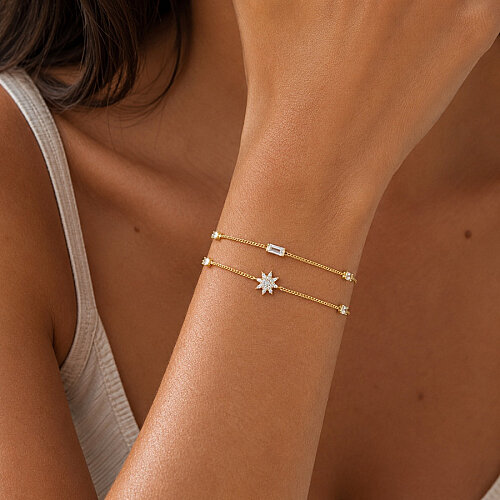 14 Ayar Altın Minimal Baget Taşlı Bileklik - CNG Jewels (1)