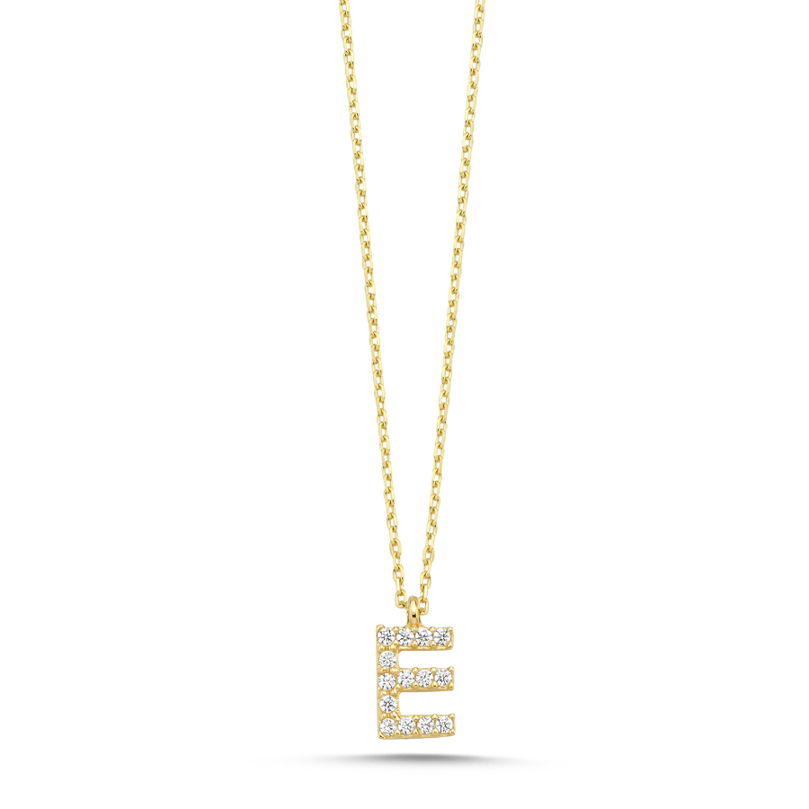 14K Gold Minimal Letter E Necklace - CNG Jewels
