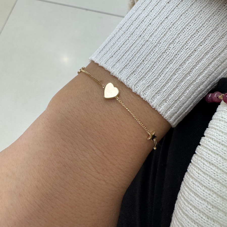 14 Ayar Altın Minimal Kalp ve Yıldız Bileklik - CNG Jewels (1)
