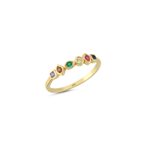 14 Carat Gold Minimal Colored Stone Ring - CNG Jewels
