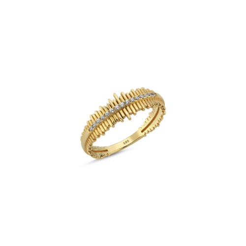 14 Carat Gold Modern Striped Ring - CNG Jewels