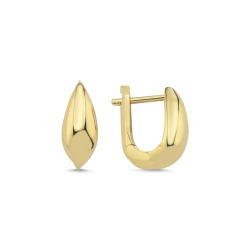 14 Ayar Altın Modern Kalın Damla Küpe - 1