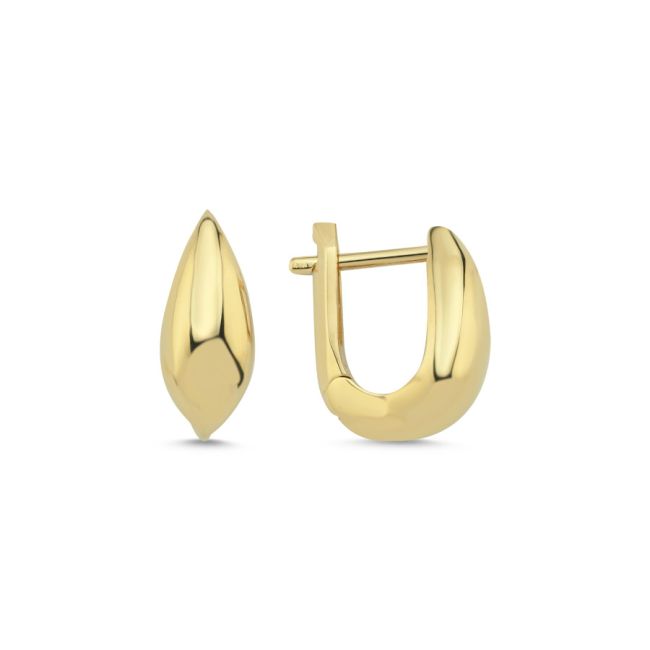 14 Ayar Altın Modern Kalın Damla Küpe - 1