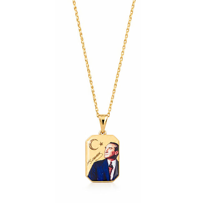  14 Ayar Altın Mustafa Kemal Atatürk Kolye - 1
