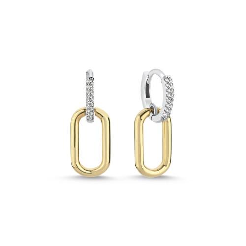 14 Carat Gold Oval Frame Dangle Earrings - CNG Jewels