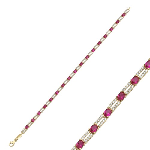 14 Carat Gold Oval Ruby Light Flood Waterway Bracelet - CNG Jewels