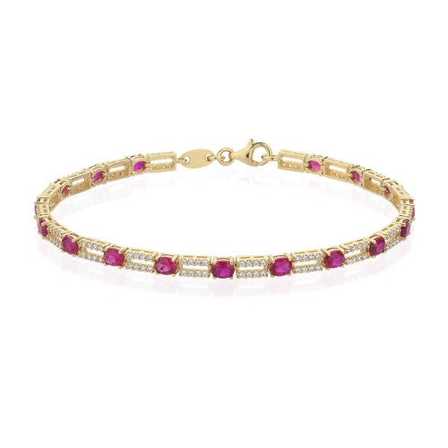 14 Carat Gold Oval Ruby Light Flood Waterway Bracelet - CNG Jewels (1)