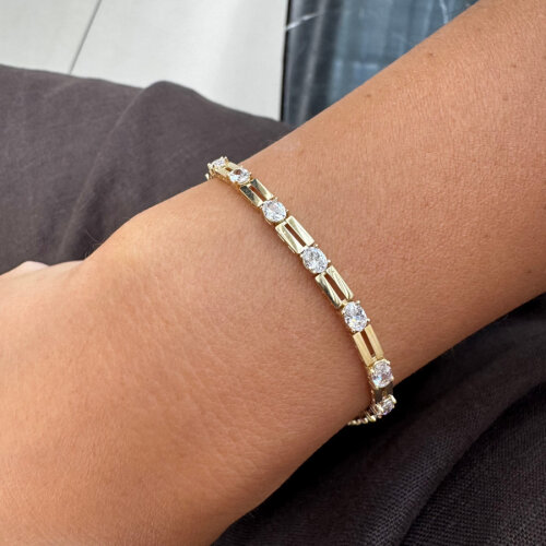 14 Ayar Altın Oval Taşlı Işık Seli Su Yolu Bileklik - CNG Jewels (1)