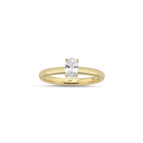 14 Carat Gold Oval Solitaire Ring - CNG Jewels