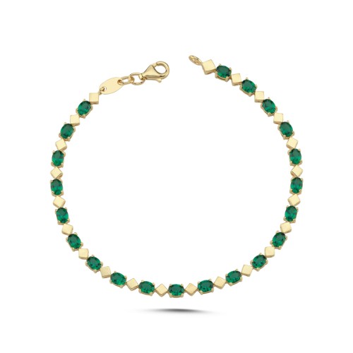 14 Ayar Altın Oval Yeşil Işık Seli Su Yolu Bileklik - CNG Jewels (1)