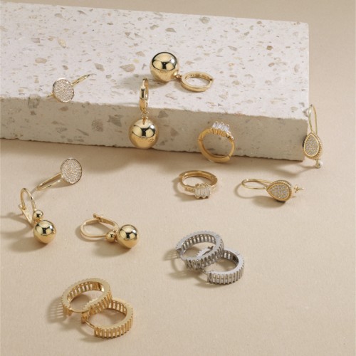 14 Carat Gold Pave Drop Hook Earrings - 2